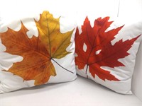 Pair of maple leaf throw pillows 16" (B)