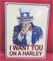 Metal Sign I Want You on a Harley 13" X 17"