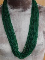 GREEN SEED BEAD NECKLACE ROCK STONE LAPIDARY SPECI