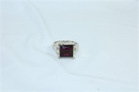 Fashion Ring with Red Stone - Size 8