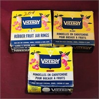 3 Boxes Of Viceroy Rubber Fruit Jar Rings