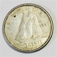 Silver 1962 Canada 10 Cent Coin