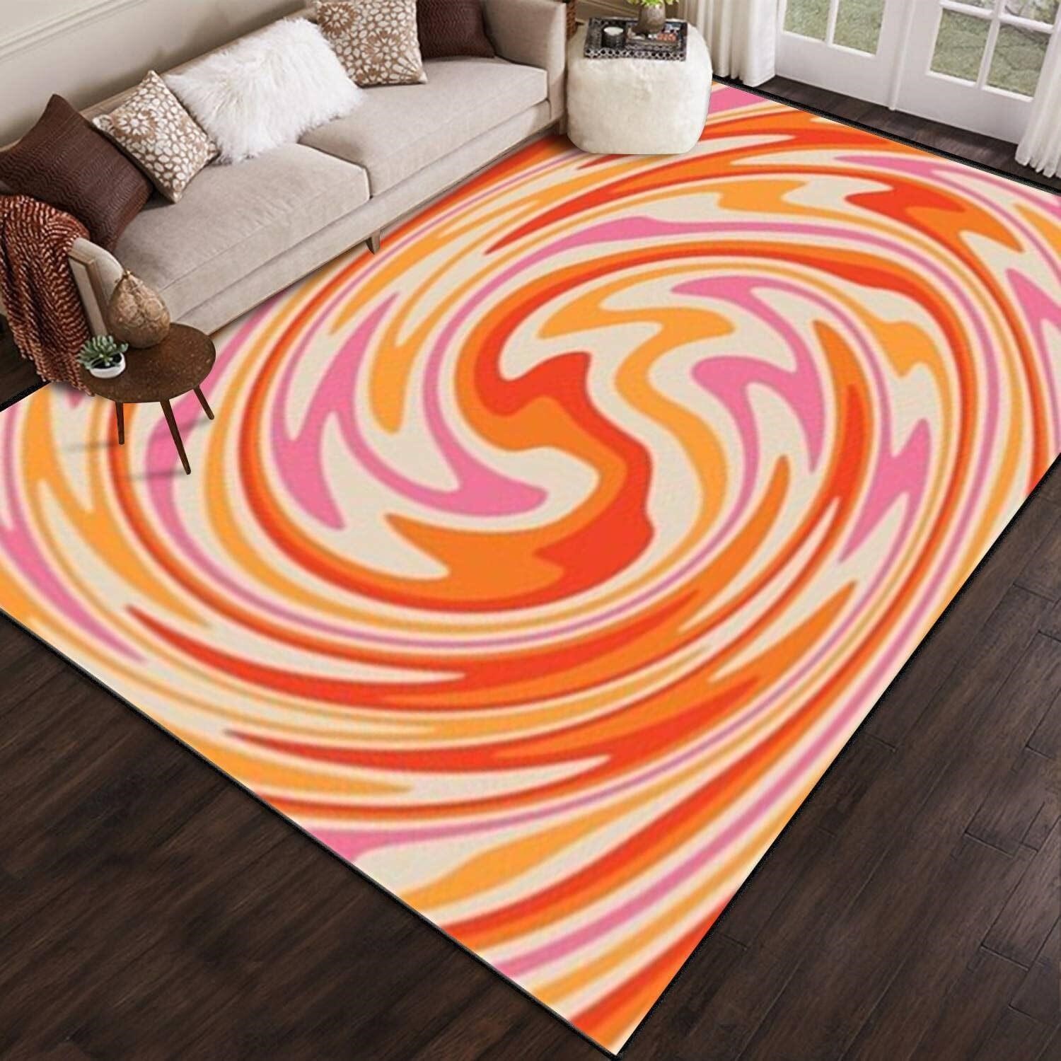 $130  Twirl Paint 70s Retro Colors Area Rug, 6x9 f