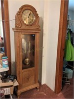 Antique Oak Grandfather Clock - 76.25"