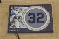 2012 TOPPS SANDY KOUFAX RETIRED NUMBER PATCH