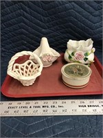 Vintage Ceramic Trinket Dishes Baskets Lot of 4