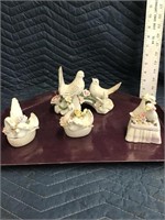 Collectible Bird Trinket Boxes and Figurines Tray