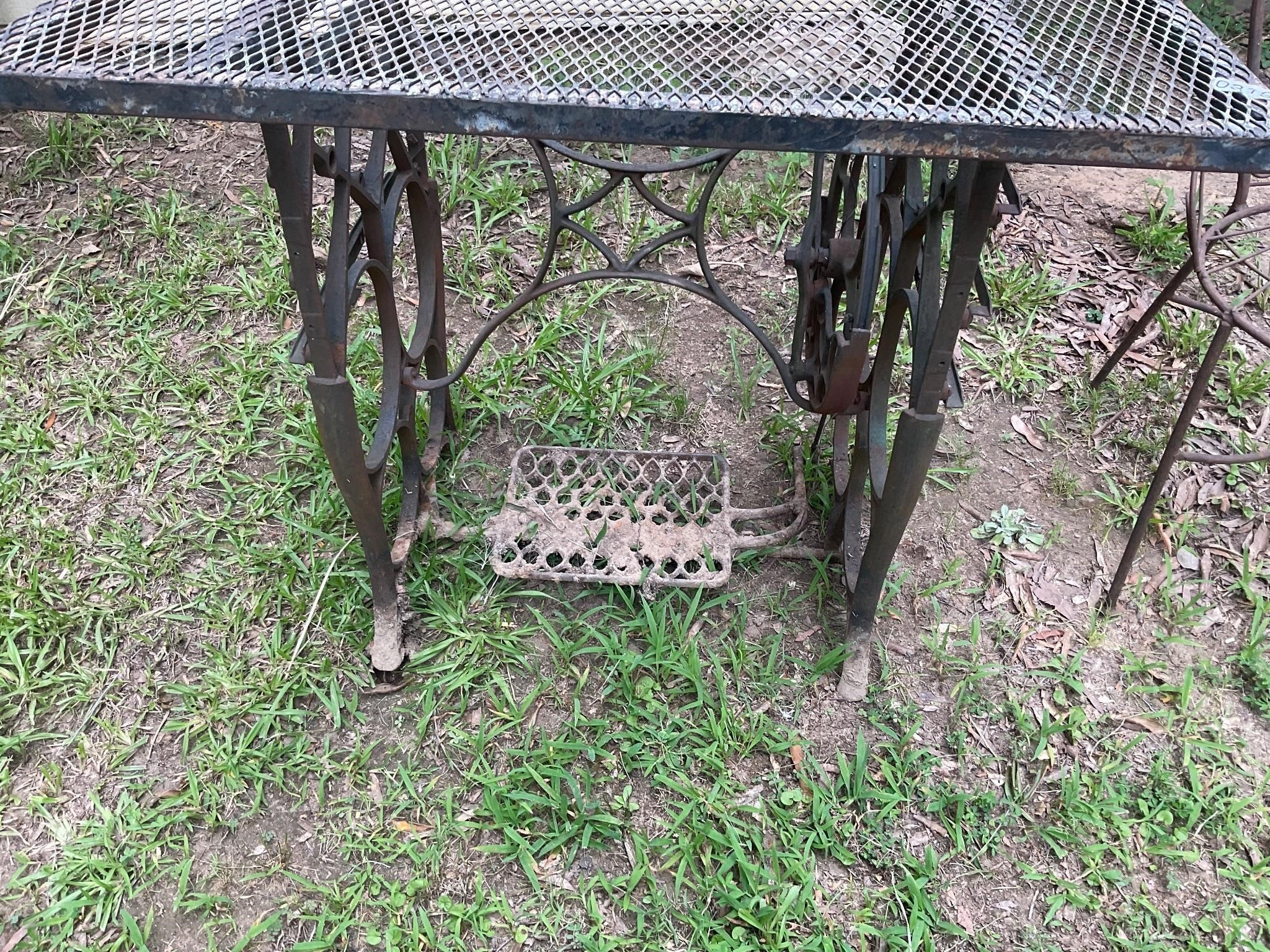 Treadle Base Table, metal chair- see table leg