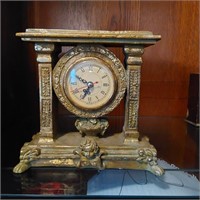 Vtg gold painted Baroque style clock