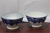 A Set of 2 German Flow Blue Bowl