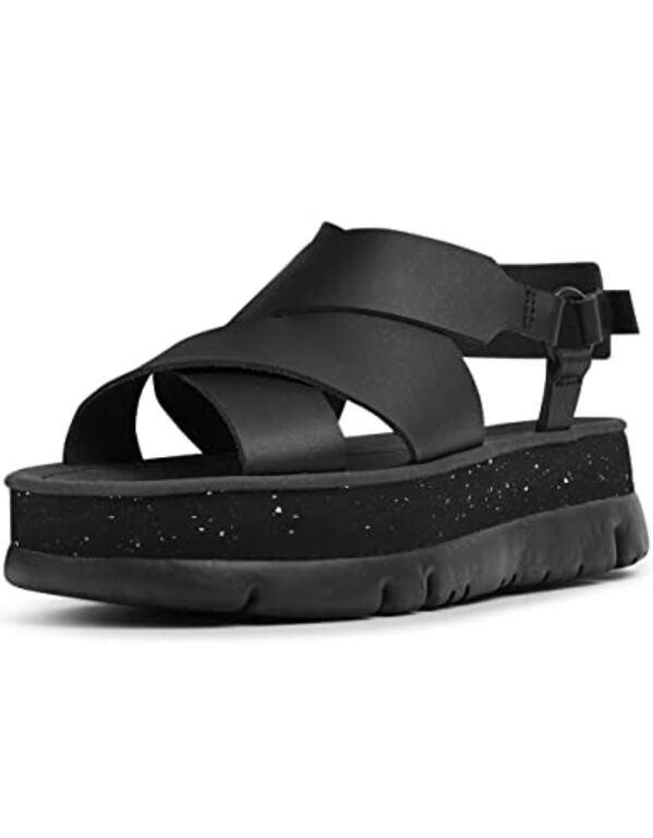 Camper Women's Fashion X-Strap Sandal, Black, 11