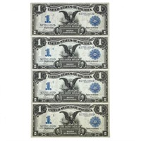 CUT SHEET OF (4) FR. 228 1899 $1 BACK EAGLESC's A