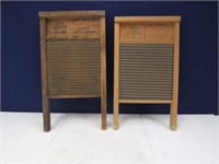 (2) Antique Metal & Wood Framed Washboards