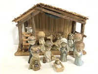 Christmas nativity with ceramic figures