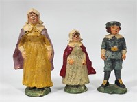 3) ANTIQUE CAST PAINTED FIGURES