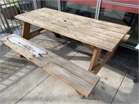 OUTDOOR WOODEN PICNIC TABLE - 72" X 60"