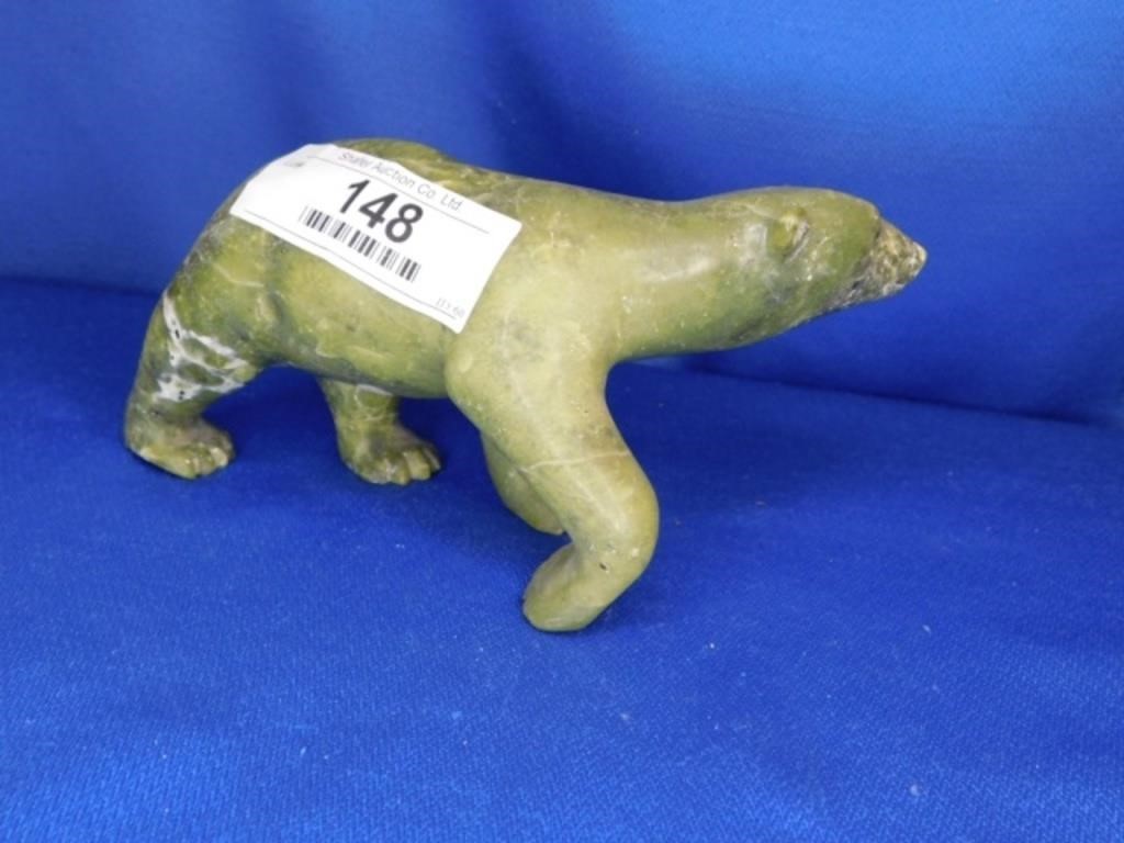 Inuit Soapstone Carving - Bear- 8"  L