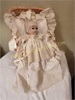 Porcelain Gerber Baby Doll and Basket