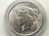1922 Silver Peace Dollar, cased