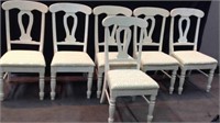Six White Wooden Dining Chairs