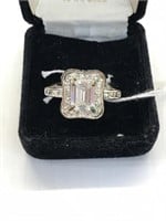 Large Moissanite Ring Size 7 1/2 .925 silver
