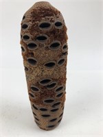 Vintage Signed Hand Carved Wood Bud Vase