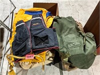 Life Vest, Back Pack, Sleeping Bag, Misc