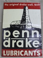 "Penn Drake Lubricants" painted tin sign,
