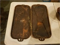 2 Cast Iron Long Flat Griddles Rusty
