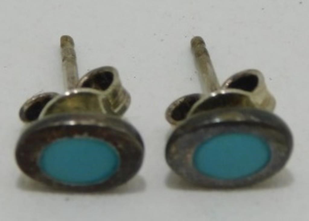 Turquoise? Inlay Sterling Silver Earrings