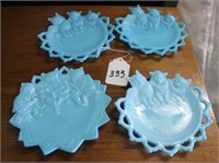 Set of 4 Blue Westmoreland Plates