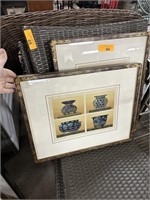 2PC ANTIQUE JAPANESE LITHOGRAPHS W COA NOTE