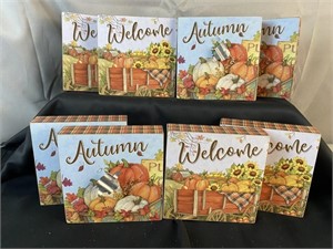 8 Pcs Welcome & Autumn Block 6'' Wall Plaques