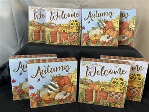 8 Pcs Welcome & Autumn Block 6'' Wall Plaques