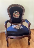 French Victorian Needlepoint Arm Chair