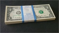 Unopened 100 US 2009 $1 Banknotes Chicago Mint