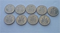 Canada 50 Cent Coins 1968-1976