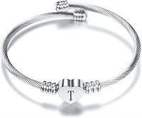 Cute Silver-tone T Initial Baby Bracelet