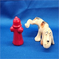 DOG AND FIRE HYDRANT FIGURINES