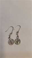 Sterling cross earrings with pearl marked 925