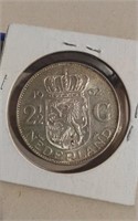 1962 Netherlands 72% Sikver 2.5 Gulden