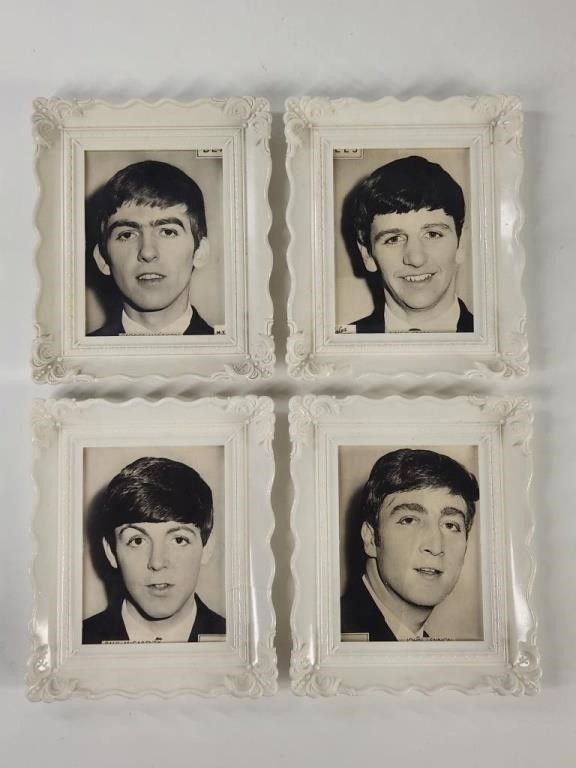 4) VINTAGE THE BEATLES PHOTOS IN PLASTIC FRAMES