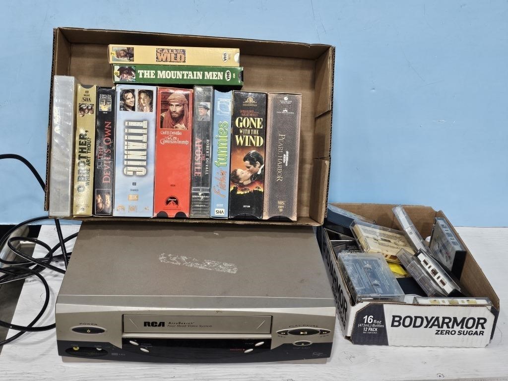 VHS player, titanic, Gone With the Wind and o