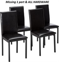 Set of 4 Faux Leather Metal Frame Dining Chairs