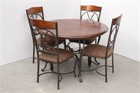48" Round Parquet Table & 4 Chairs