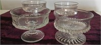 2 Pair Vintage Pressed Glass Dessert Bowls