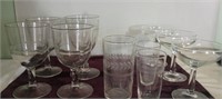 Vintage/Etched/Assorted Barware Glasses