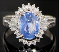 Platinum 3.03 ct GIA Sapphire & Diamond Ring
