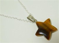 Tiger Eye Star Pendant with 20" Necklace