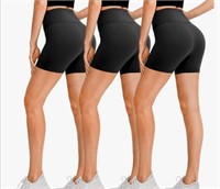 New (Size S/M) 3 Pack Biker Shorts for Women-5"